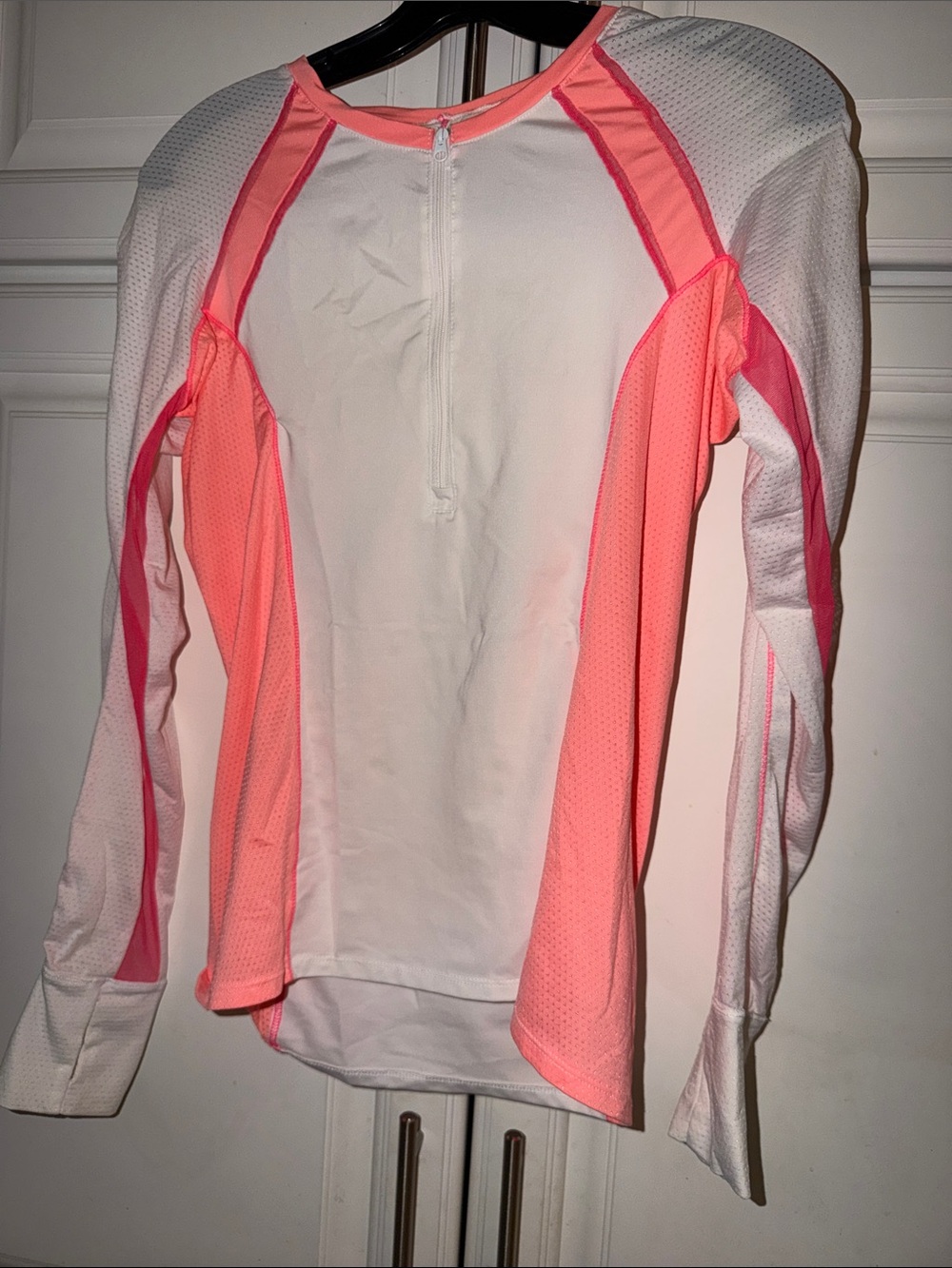 Lucky In Love  Long-Sleeve Performance Top - White & Light Neon Orange